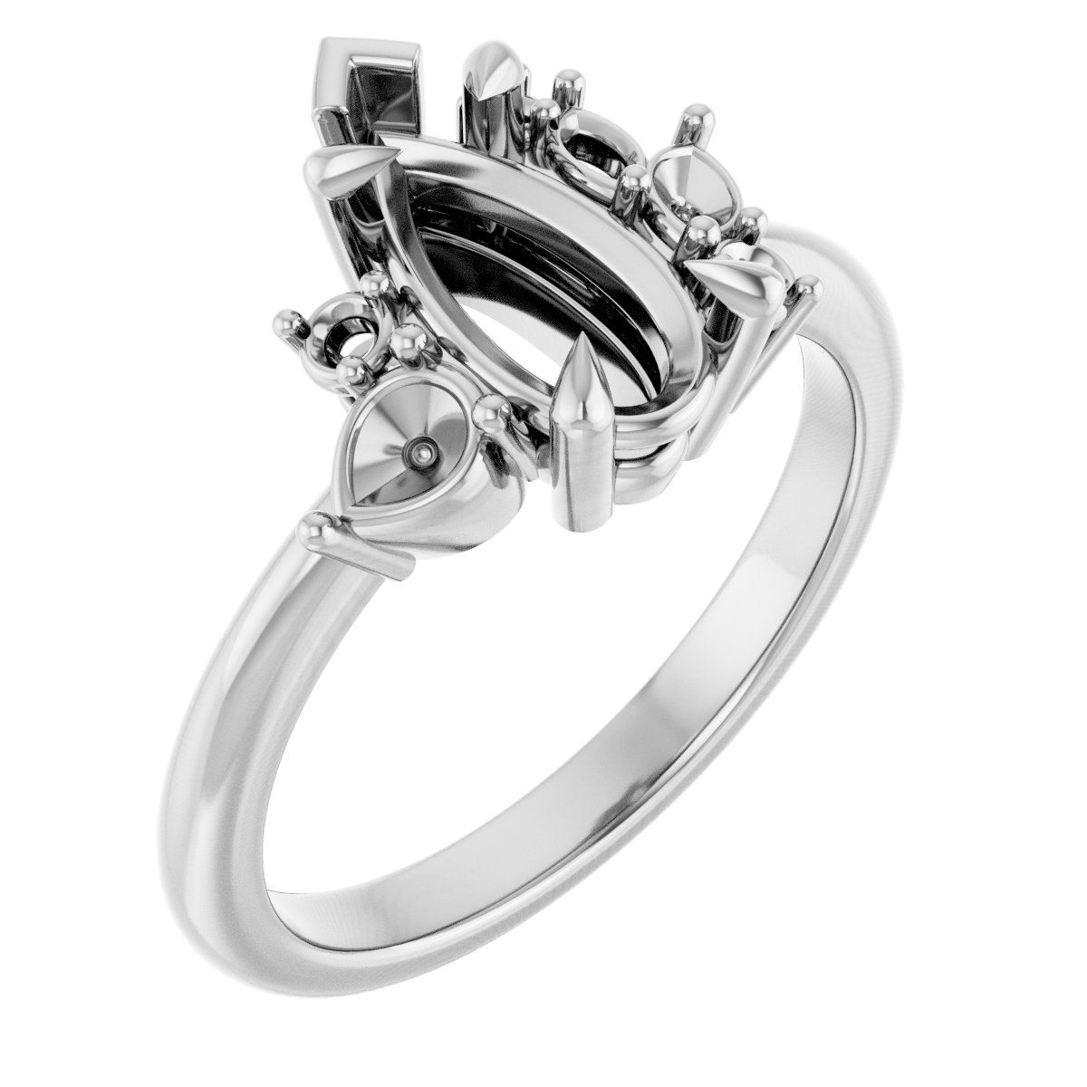 Claw-Prong Accented Engagement Ring