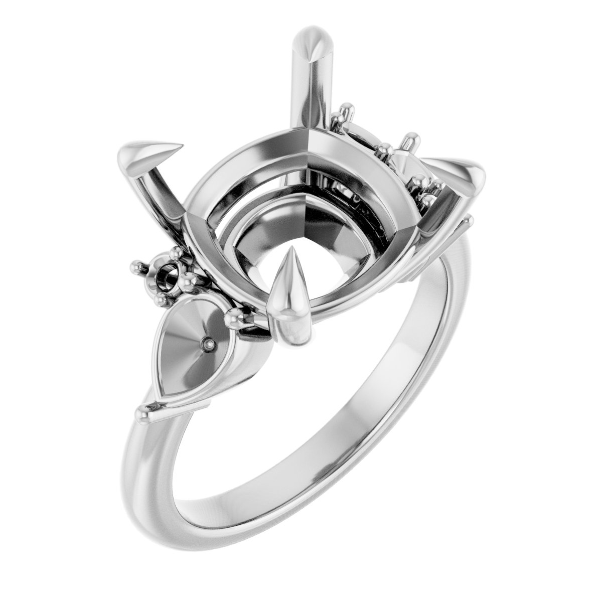 Claw-Prong Accented Engagement Ring
