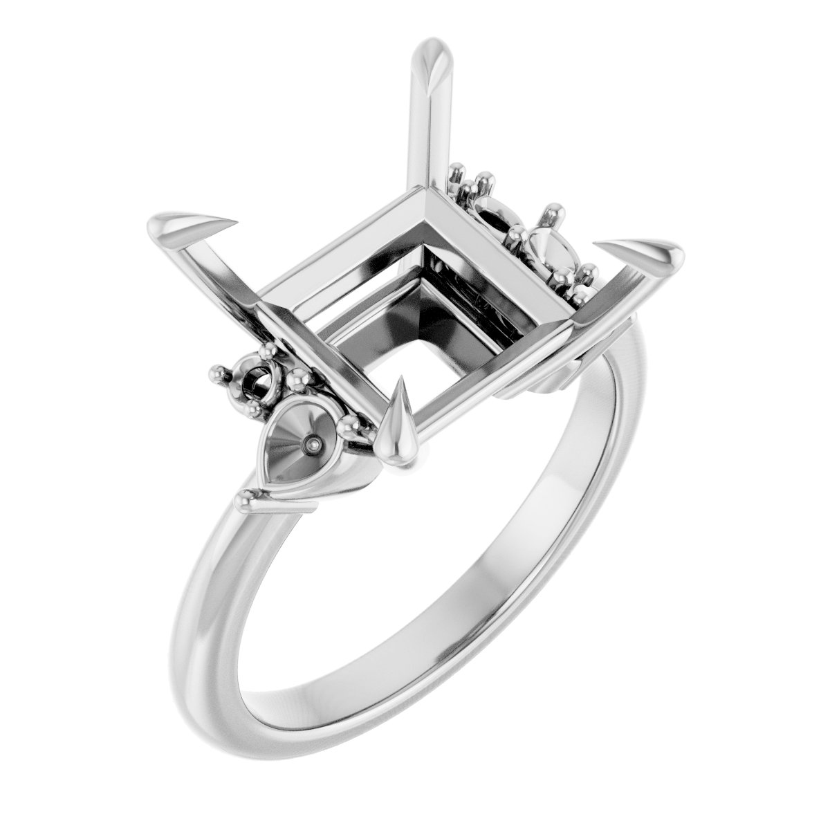 Claw-Prong Accented Engagement Ring