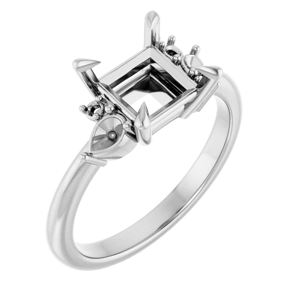 Claw-Prong Accented Engagement Ring