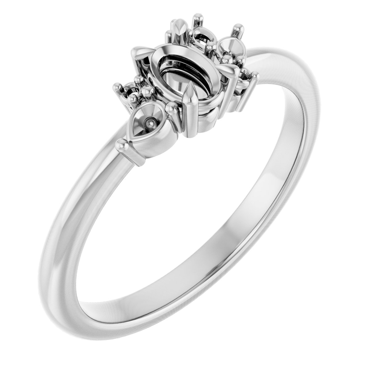 Claw-Prong Accented Engagement Ring