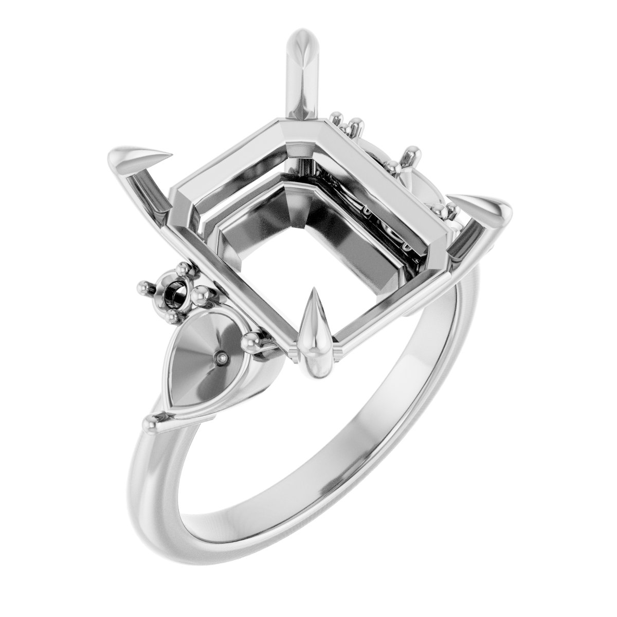 Claw-Prong Accented Engagement Ring