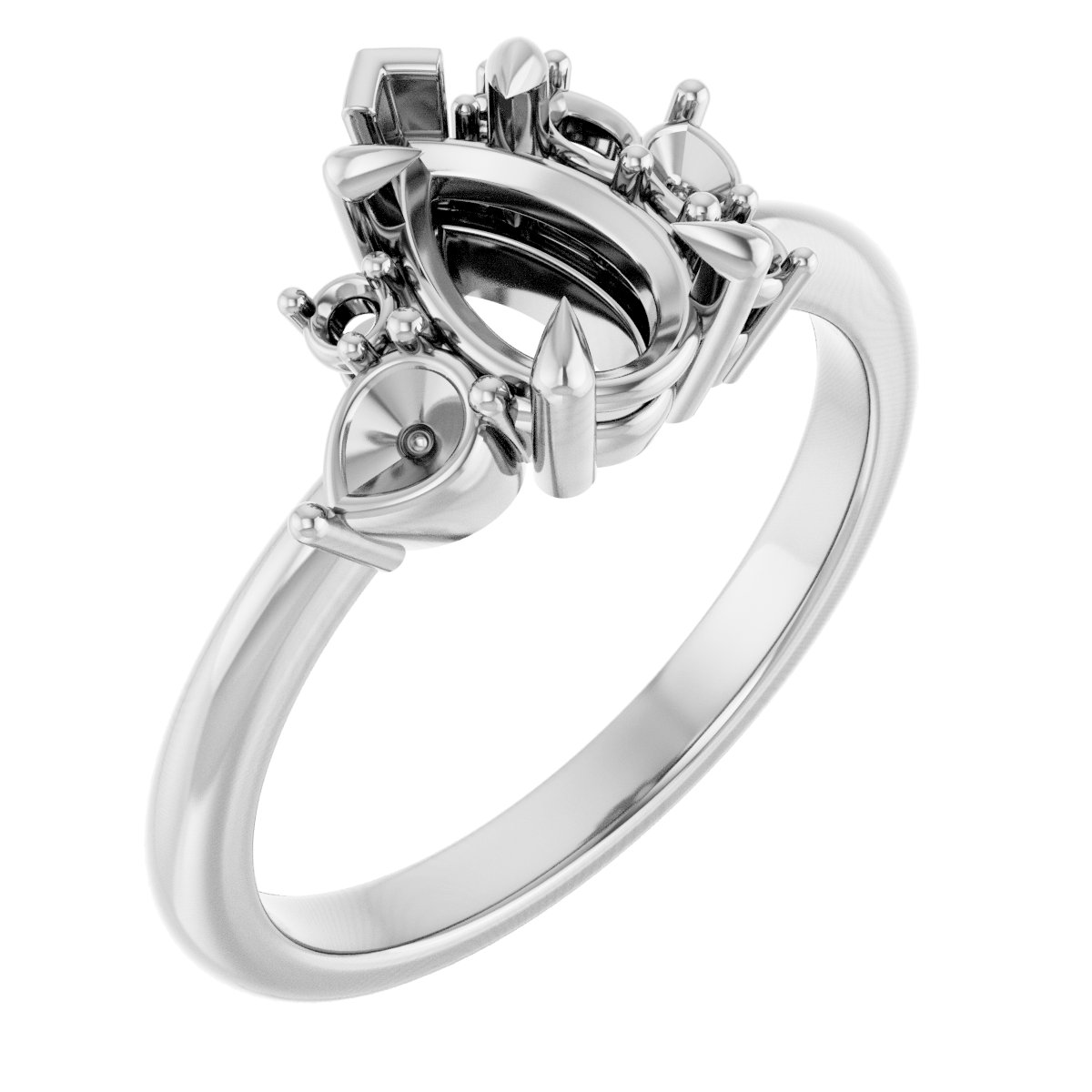 Claw-Prong Accented Engagement Ring