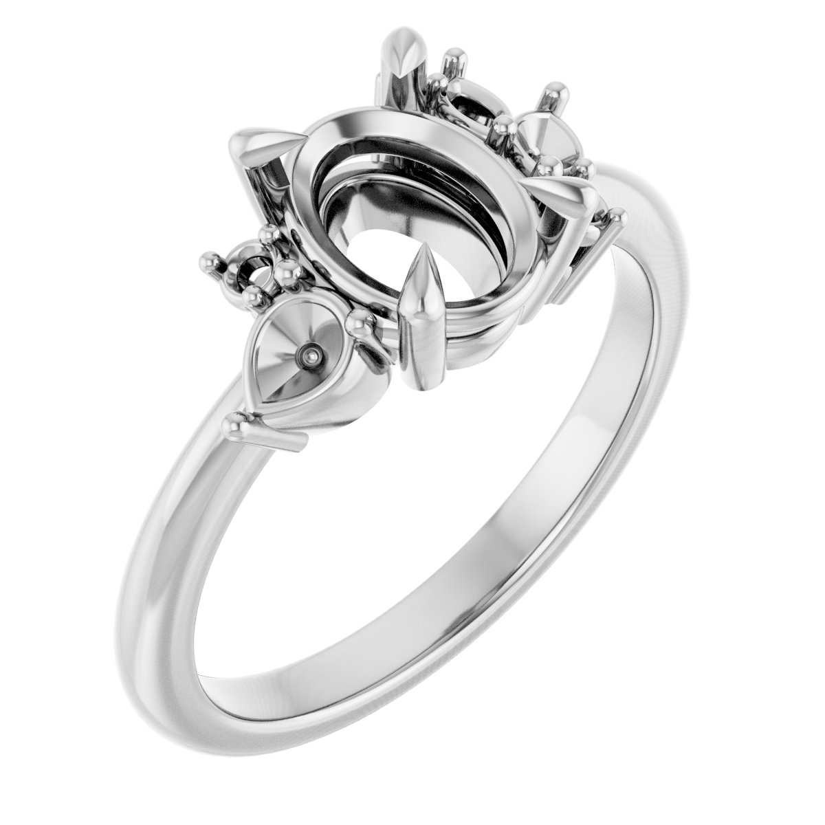 Claw-Prong Accented Engagement Ring