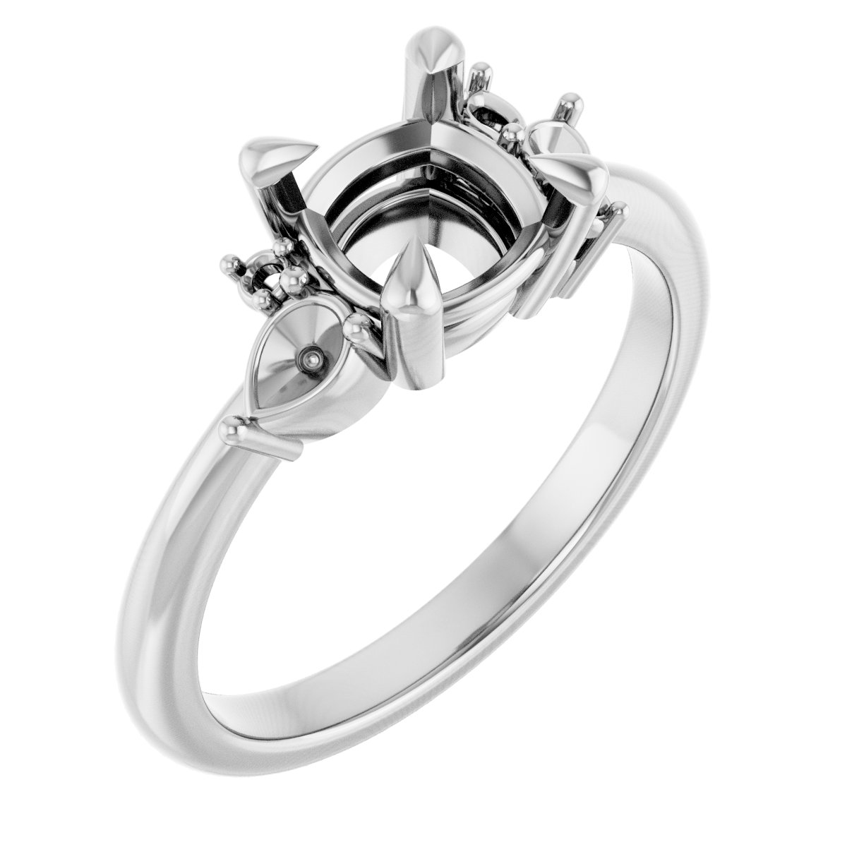 Claw-Prong Accented Engagement Ring