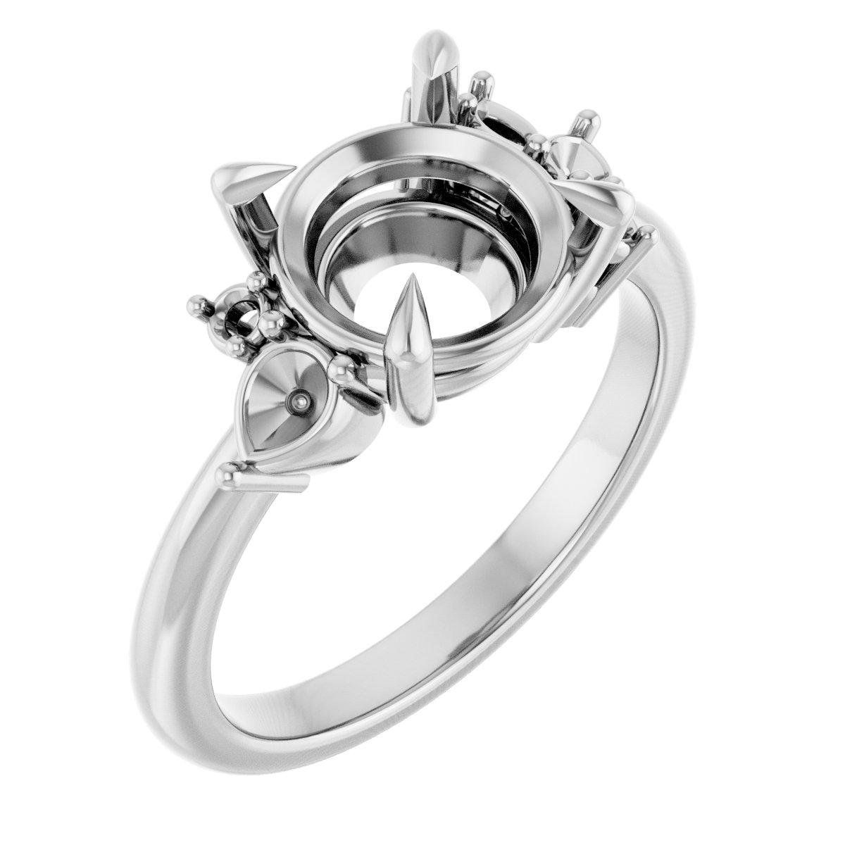 Claw-Prong Accented Engagement Ring