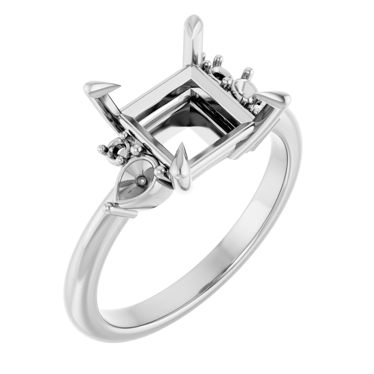 Claw-Prong Accented Engagement Ring