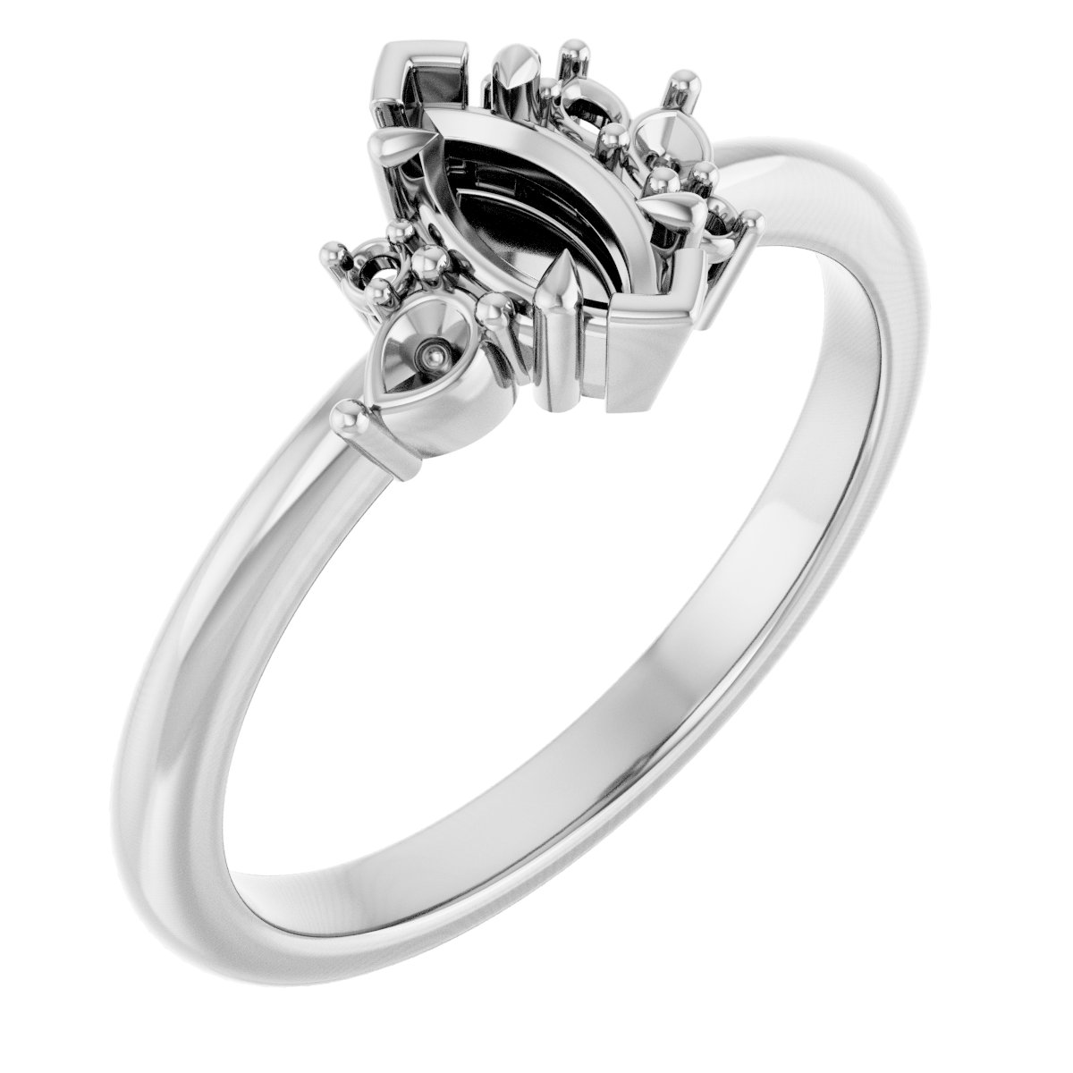 Claw-Prong Accented Engagement Ring