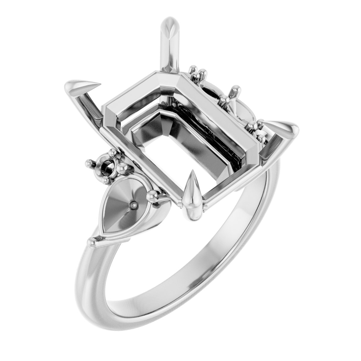 Claw-Prong Accented Engagement Ring