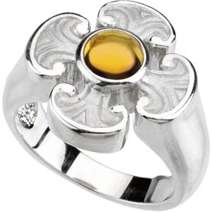 Sterling Silver Citrine Maltese Cross Ring Ref 2728099