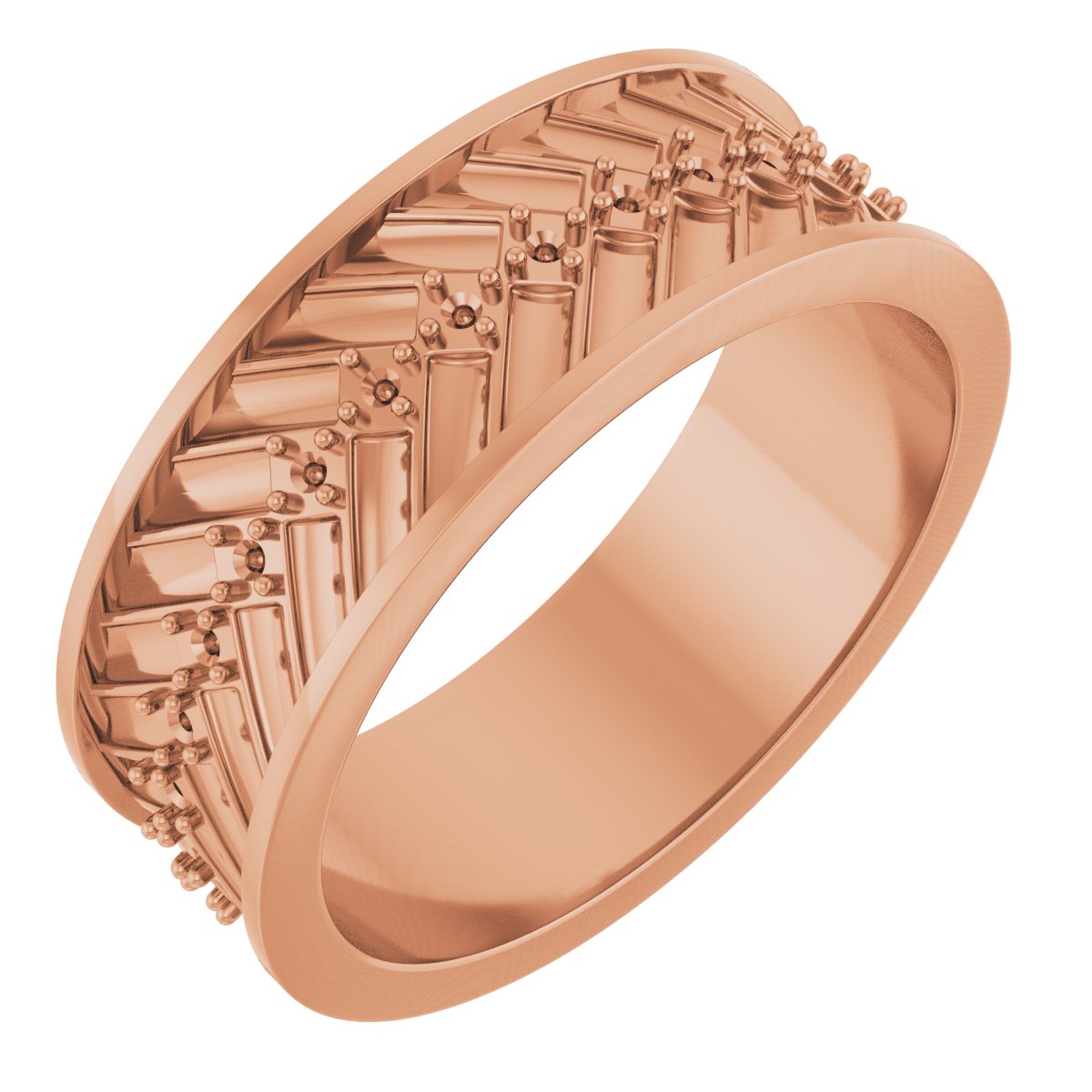 Accented Tread Pattern Band with Bead Blast Finish