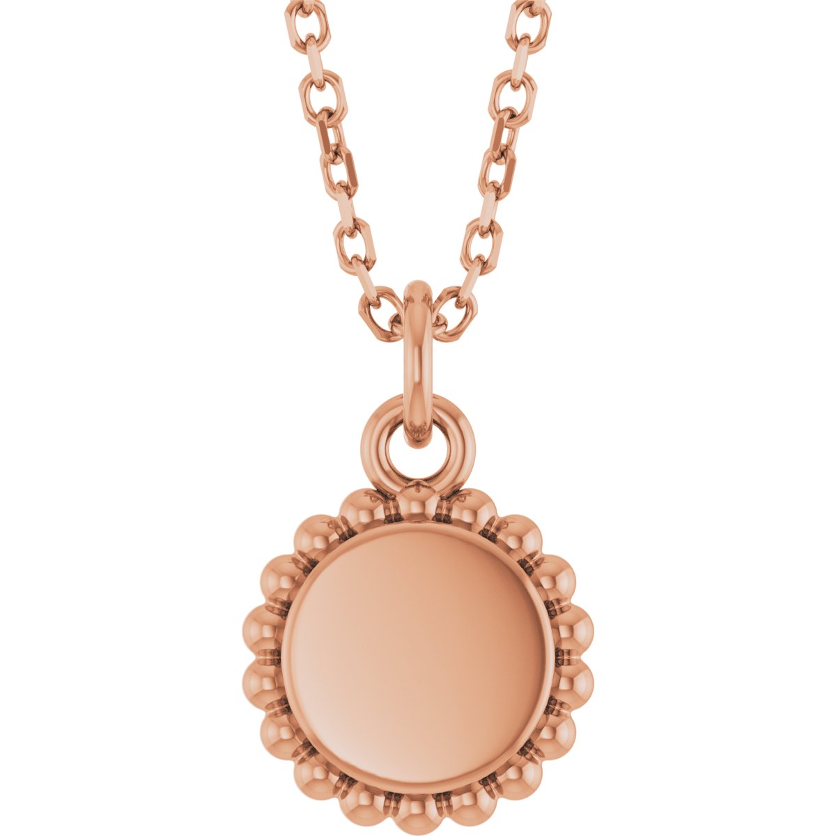 Engravable Beaded Disc Necklace or Charm/Pendant