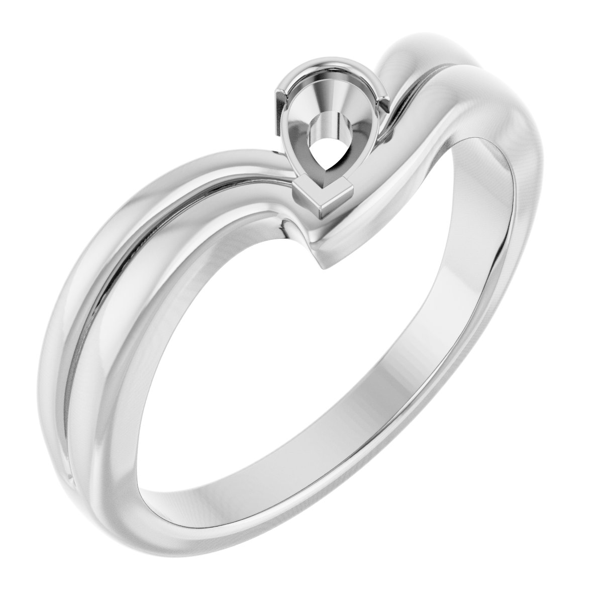14K White 5x3 mm Pear Freeform Ring Mounting