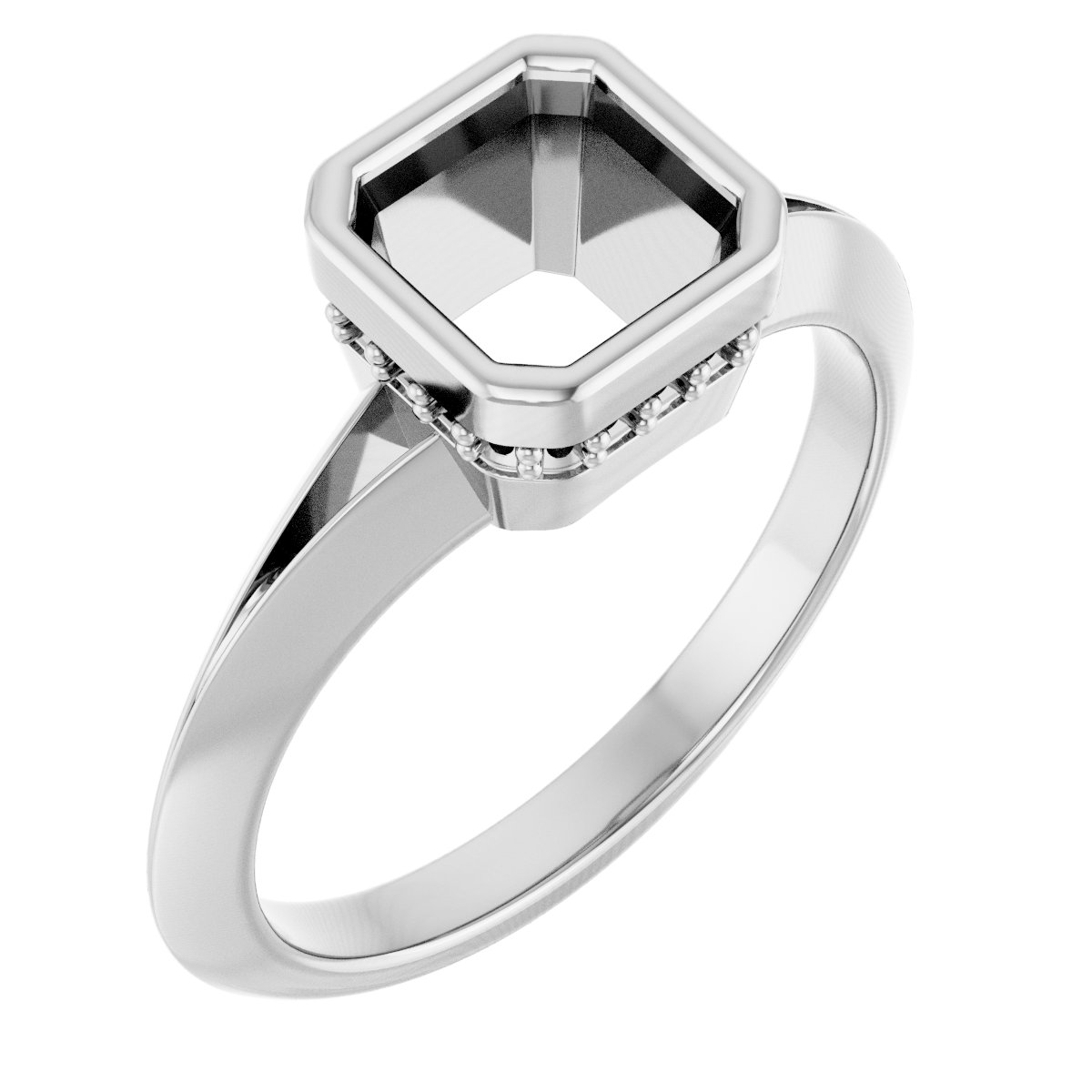 Bezel-Set Hidden Halo-Style Engagement Ring