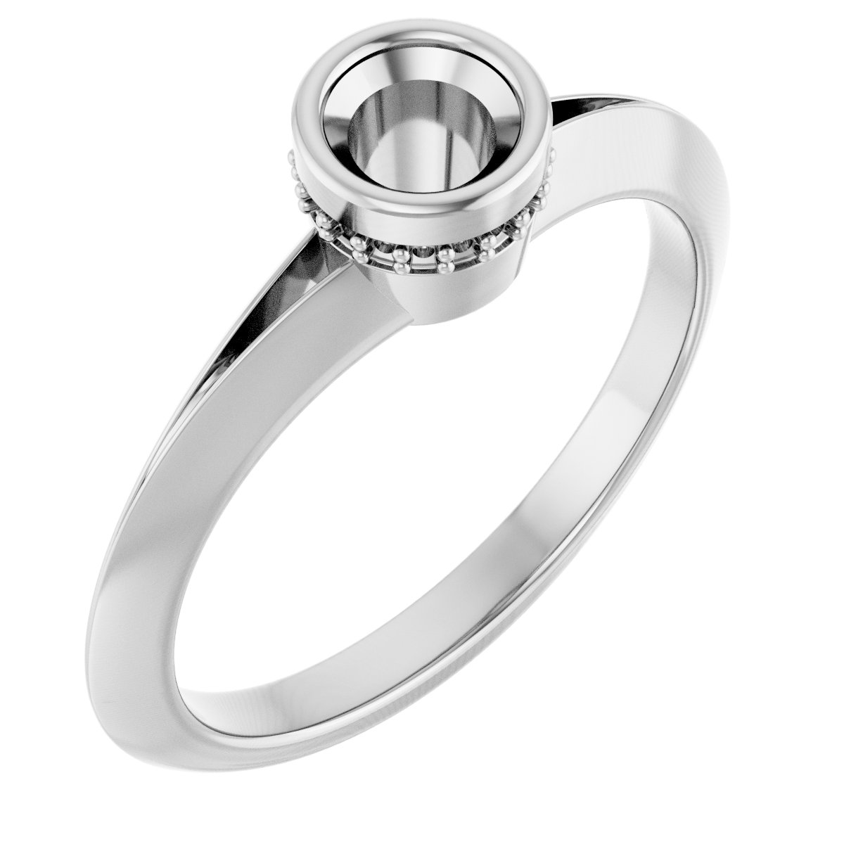Bezel-Set Hidden Halo-Style Engagement Ring