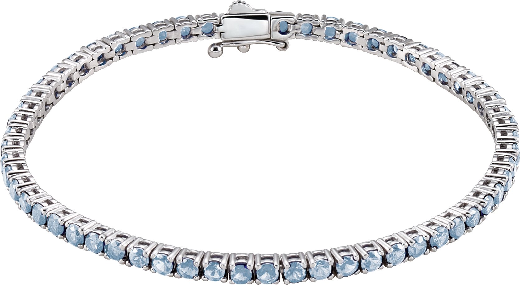 14K White Natural Aquamarine Line 7.25" Bracelet