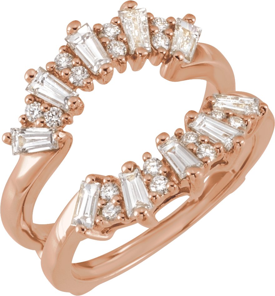 Baguette Accented Ring Guard - 10K Rose