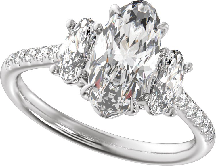 14K White Gold 2 3/4 CTW Lab-Grown Diamond Three-Stone Engagement Ring