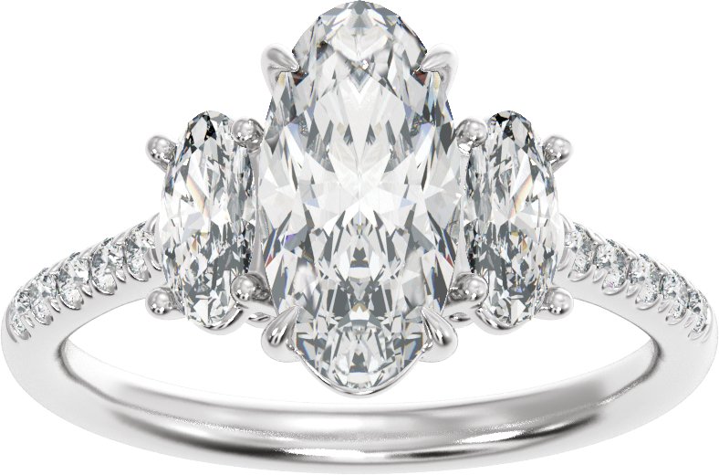 14K White Gold 2 3/4 CTW Lab-Grown Diamond Three-Stone Engagement Ring