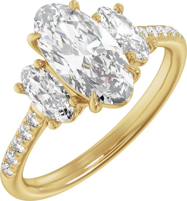 14K Yellow Gold 2 3/4 CTW Lab-Grown Diamond Three-Stone Engagement Ring