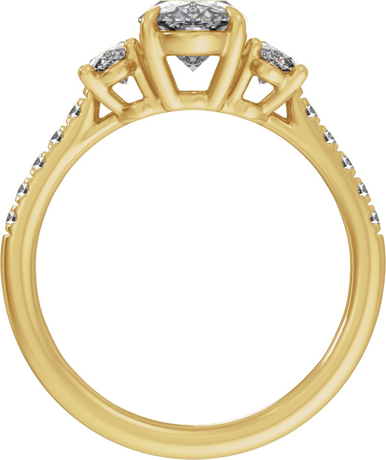 14K Yellow Gold 2 3/4 CTW Lab-Grown Diamond Three-Stone Engagement Ring
