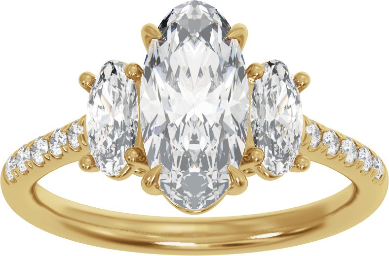 14K Yellow Gold 2 3/4 CTW Lab-Grown Diamond Three-Stone Engagement Ring