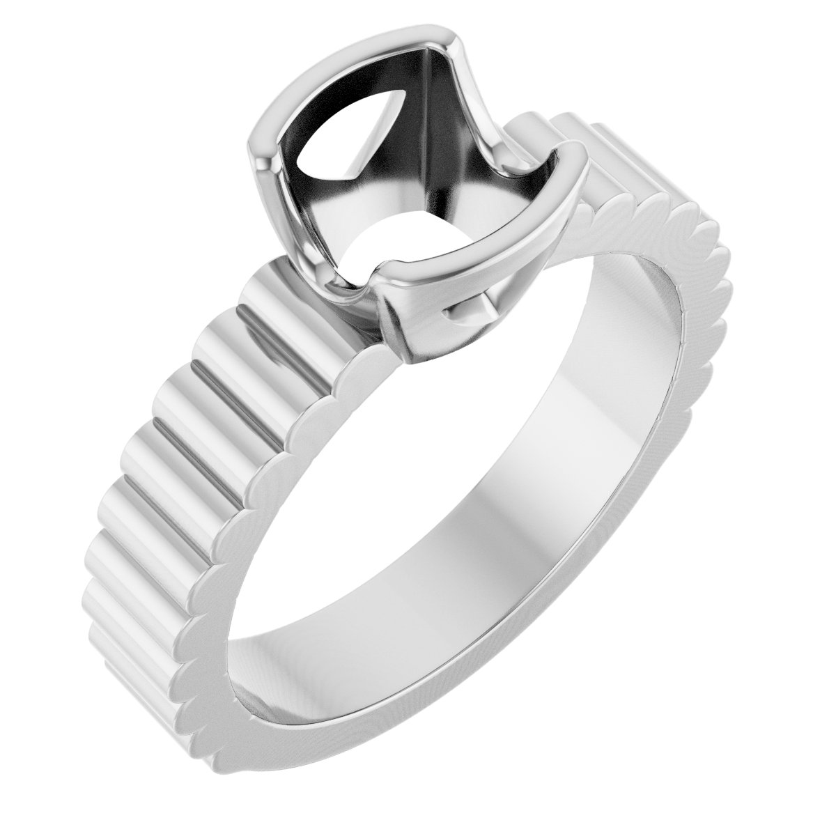 Half-Bezel Solitaire Engagement Ring