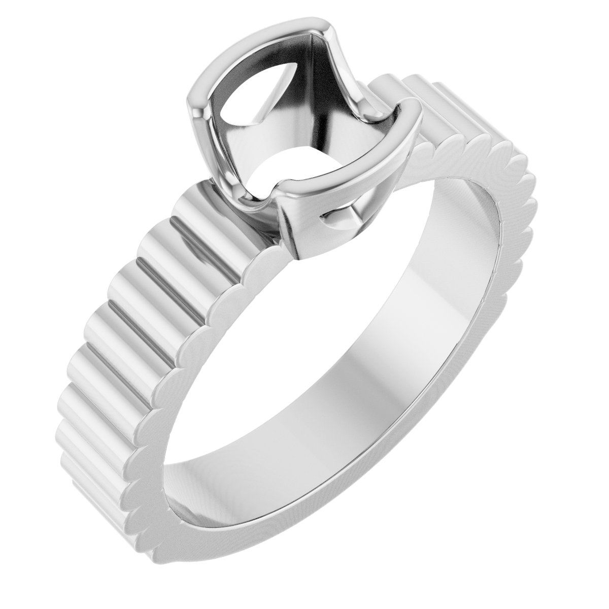 Half-Bezel Solitaire Engagement Ring