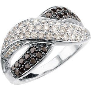 14K White 1 CTW Natural Black & White Diamond Ring