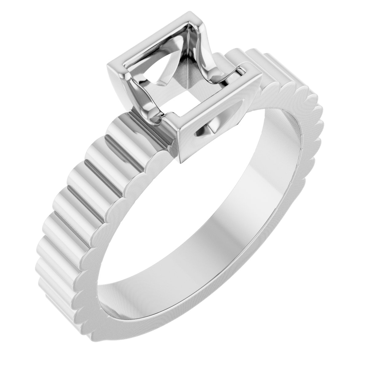 Half-Bezel Solitaire Engagement Ring