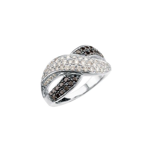 14K White 1 CTW Natural Black & White Diamond Ring