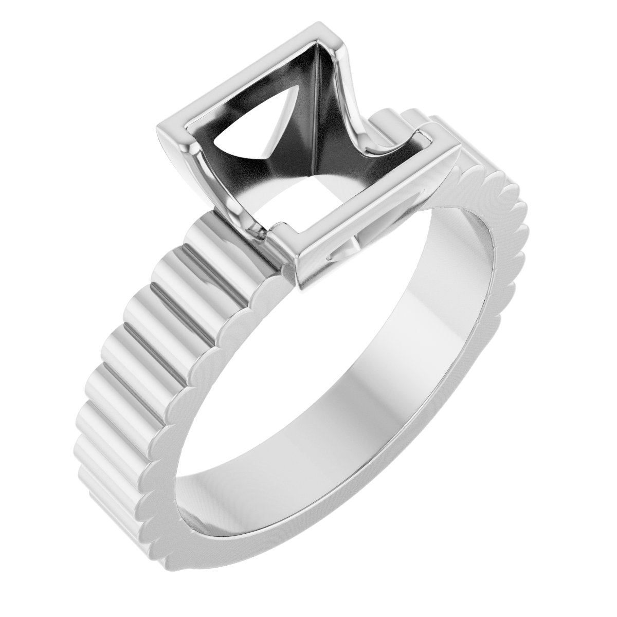 Half-Bezel Solitaire Engagement Ring