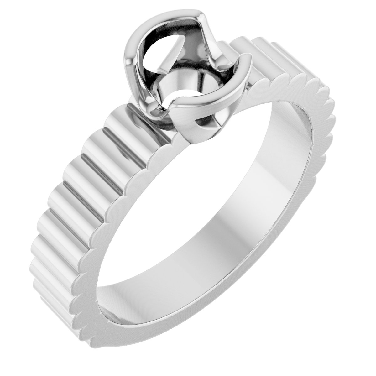 Half-Bezel Solitaire Engagement Ring