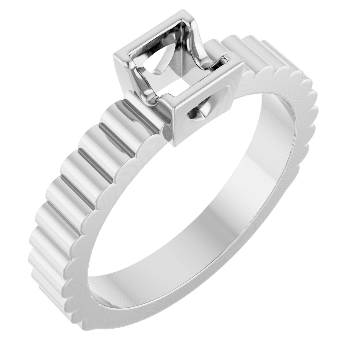 Half-Bezel Solitaire Engagement Ring