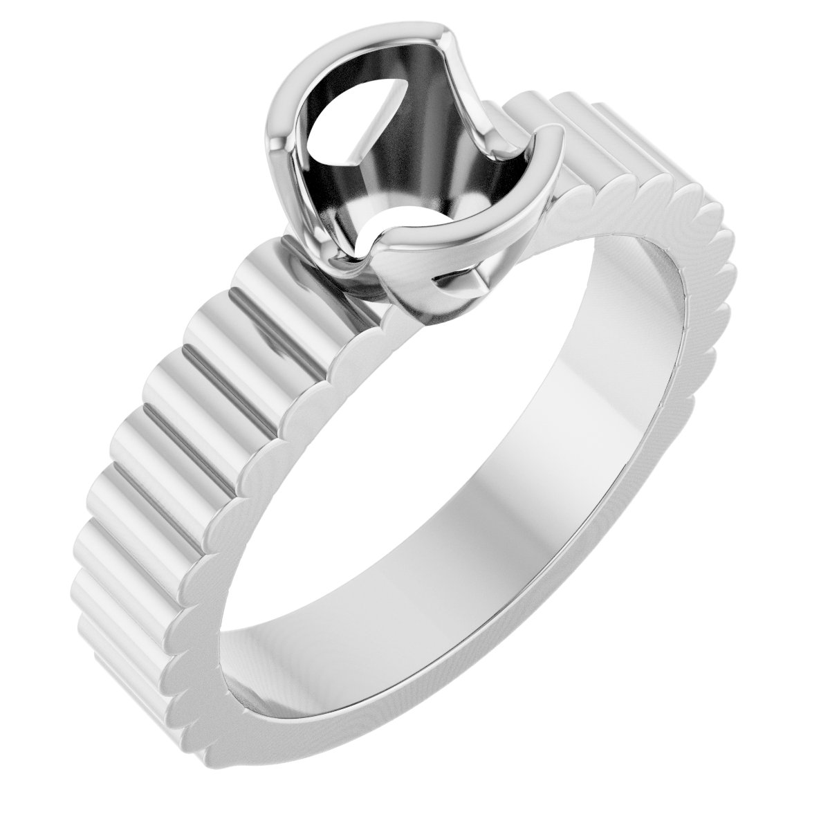 Half-Bezel Solitaire Engagement Ring