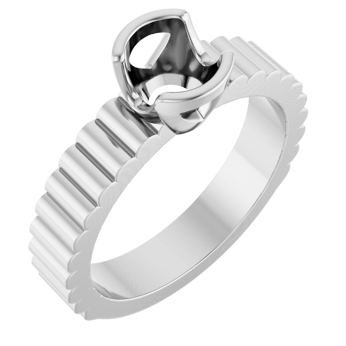 Half-Bezel Solitaire Engagement Ring