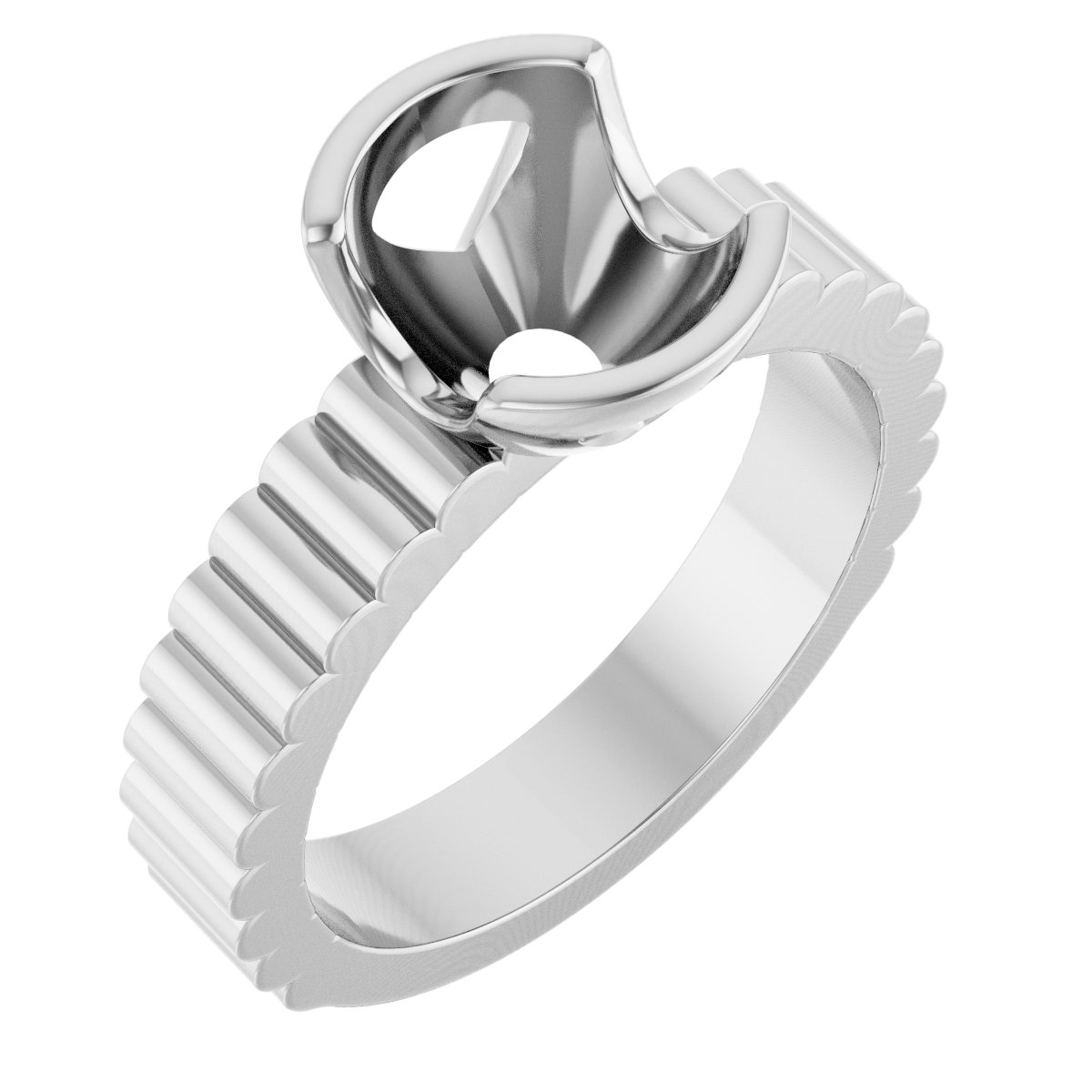 Half-Bezel Solitaire Engagement Ring