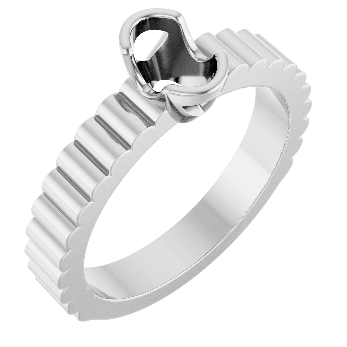 Half-Bezel Solitaire Engagement Ring