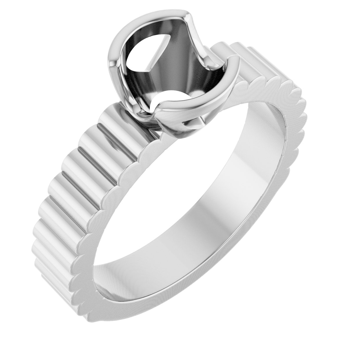 Half-Bezel Solitaire Engagement Ring