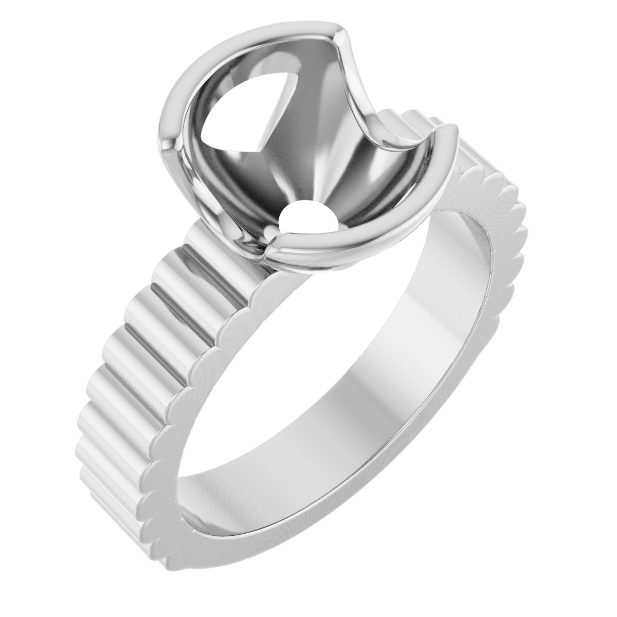 Half-Bezel Solitaire Engagement Ring