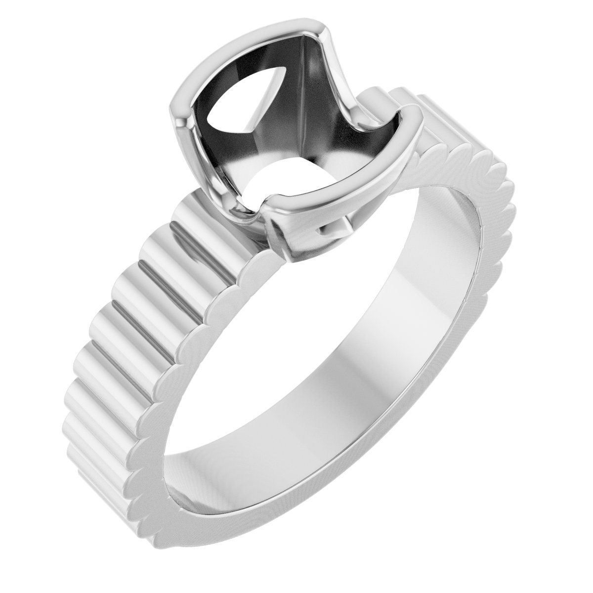 Half-Bezel Solitaire Engagement Ring