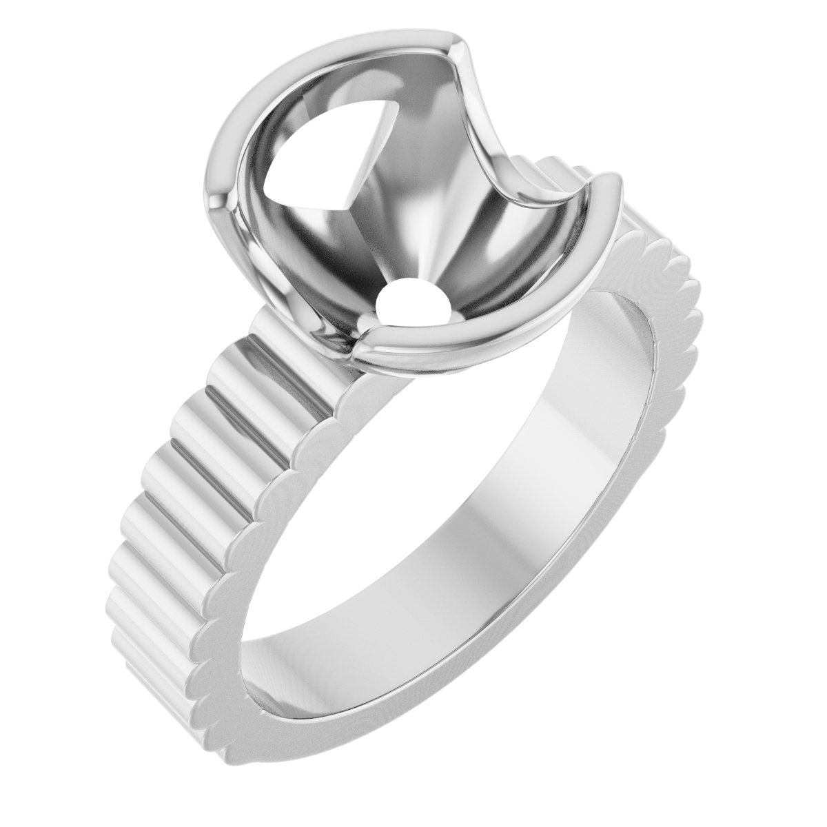 Half-Bezel Solitaire Engagement Ring
