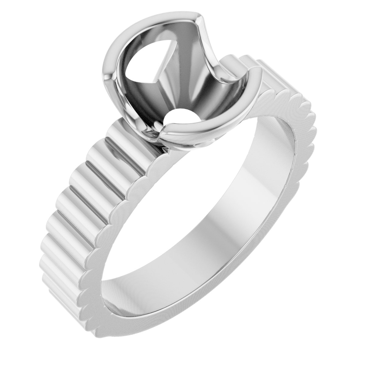 Half-Bezel Solitaire Engagement Ring