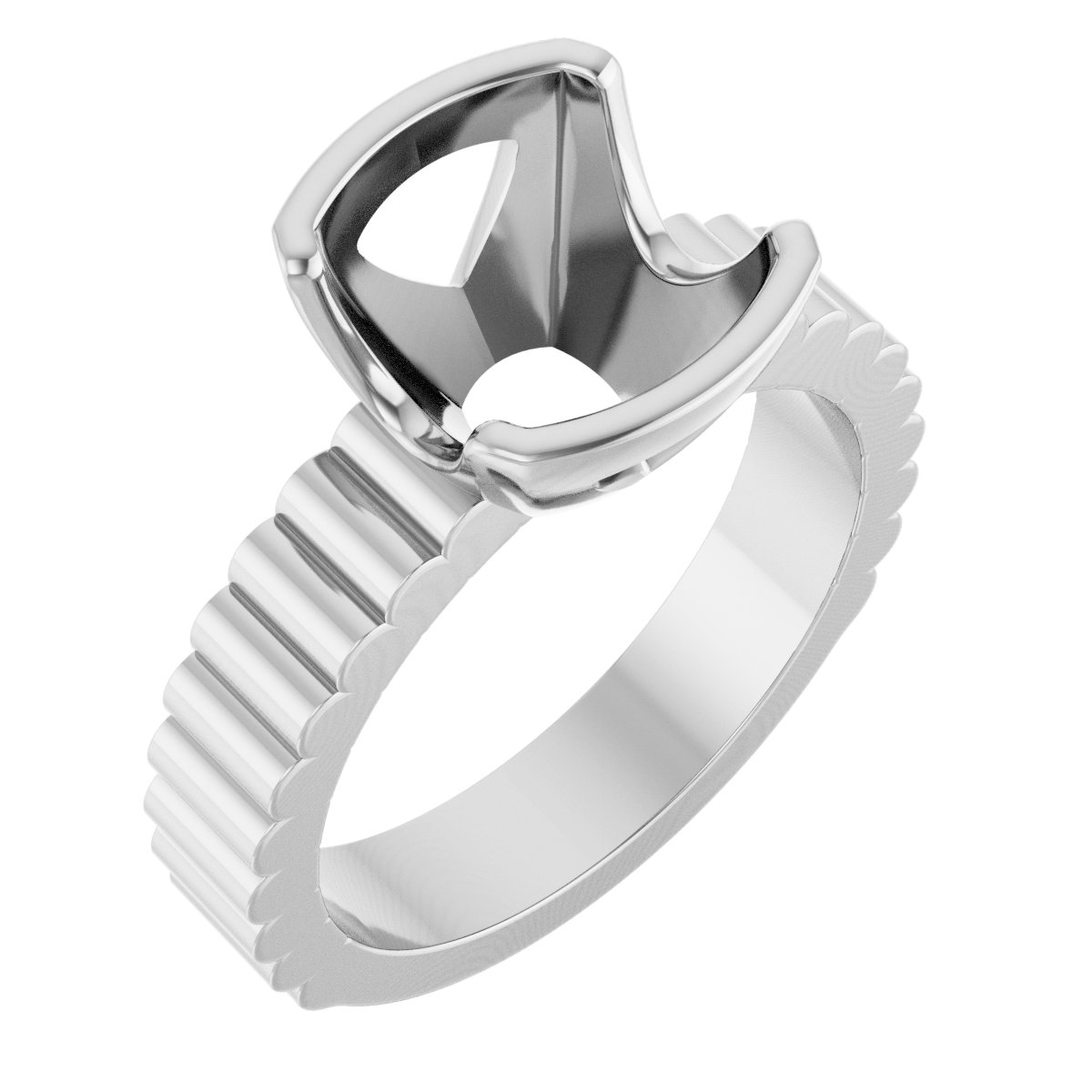 Half-Bezel Solitaire Engagement Ring