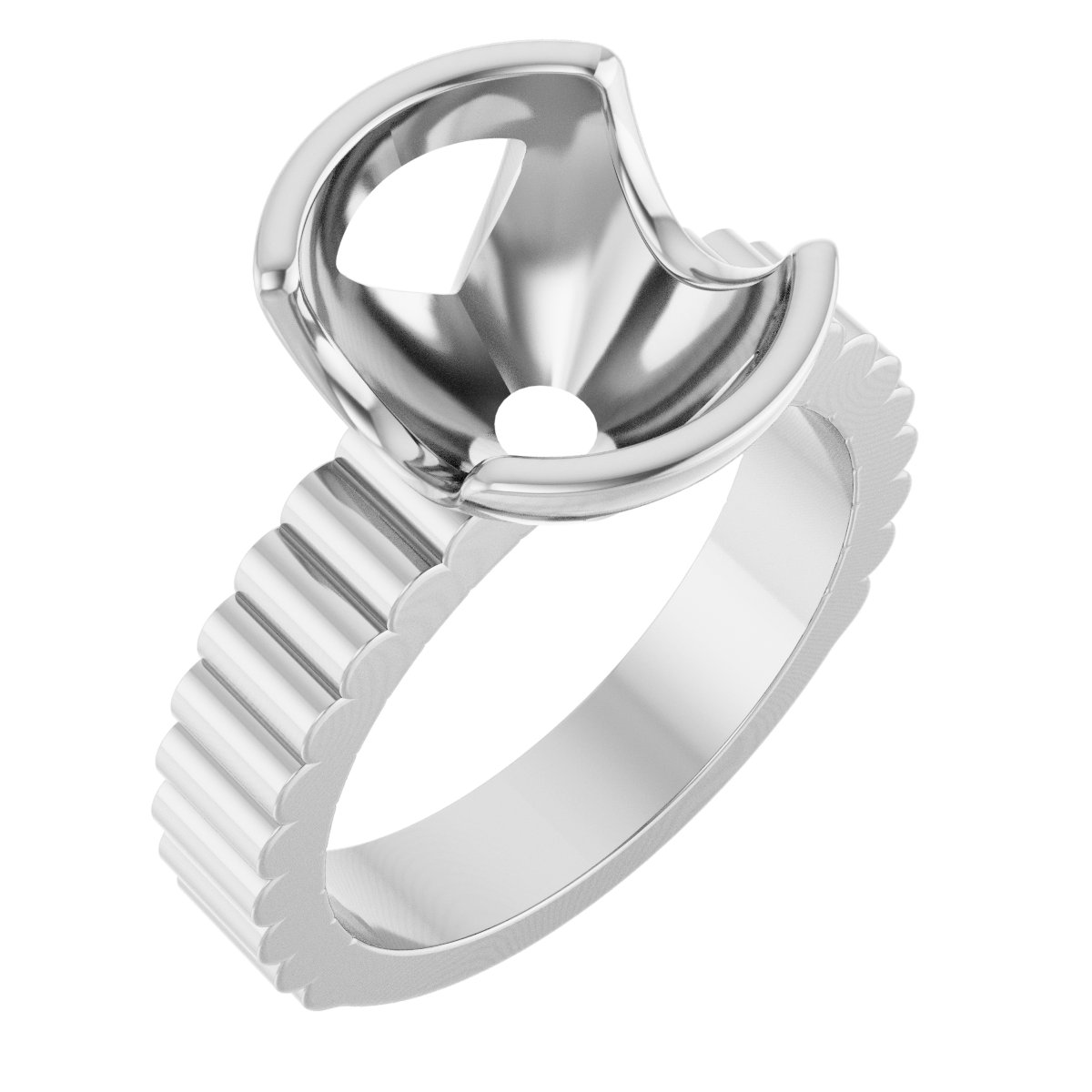 Half-Bezel Solitaire Engagement Ring