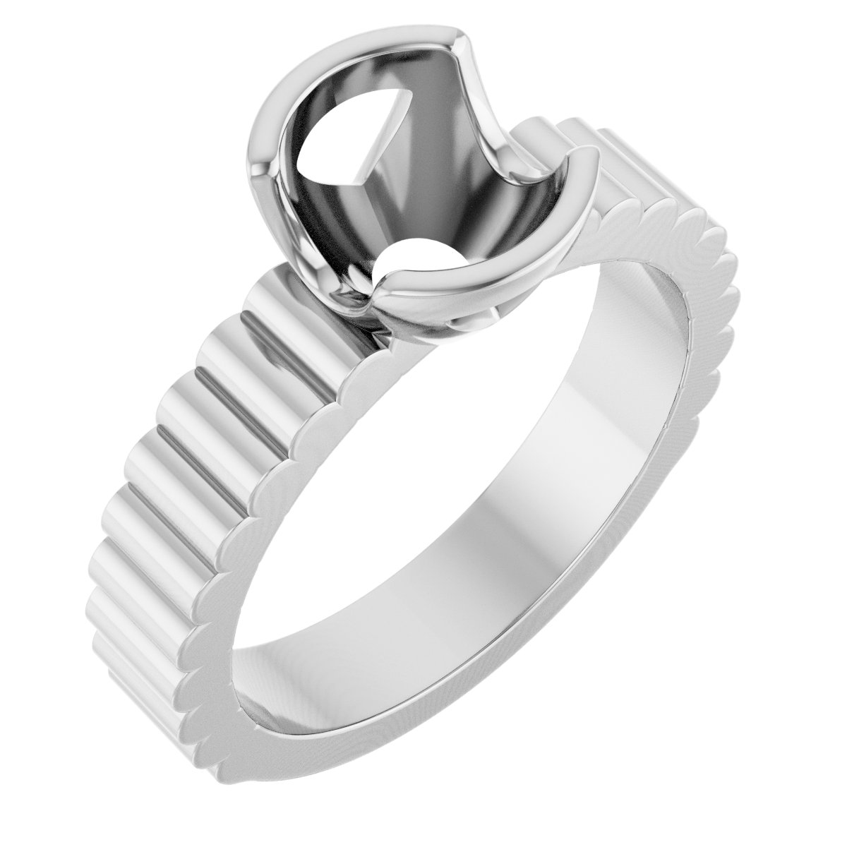 Half-Bezel Solitaire Engagement Ring
