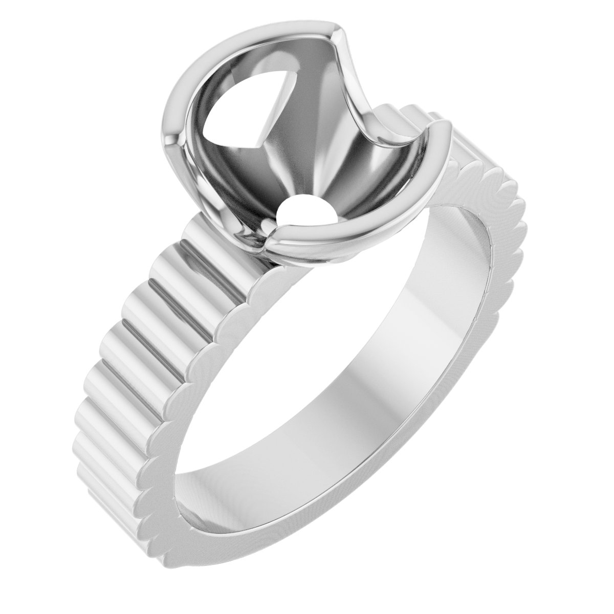 Half-Bezel Solitaire Engagement Ring