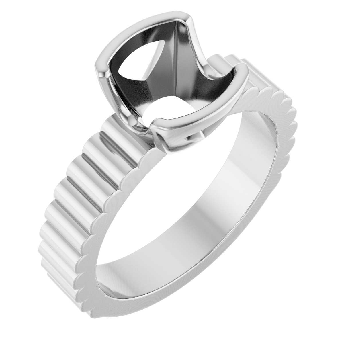 Half-Bezel Solitaire Engagement Ring