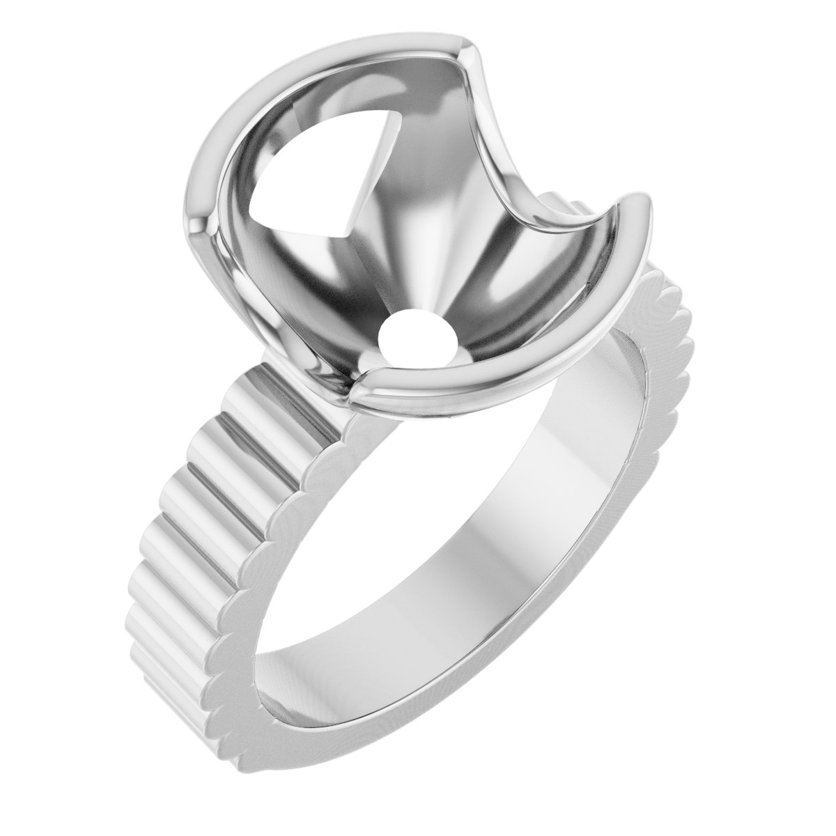 Half-Bezel Solitaire Engagement Ring
