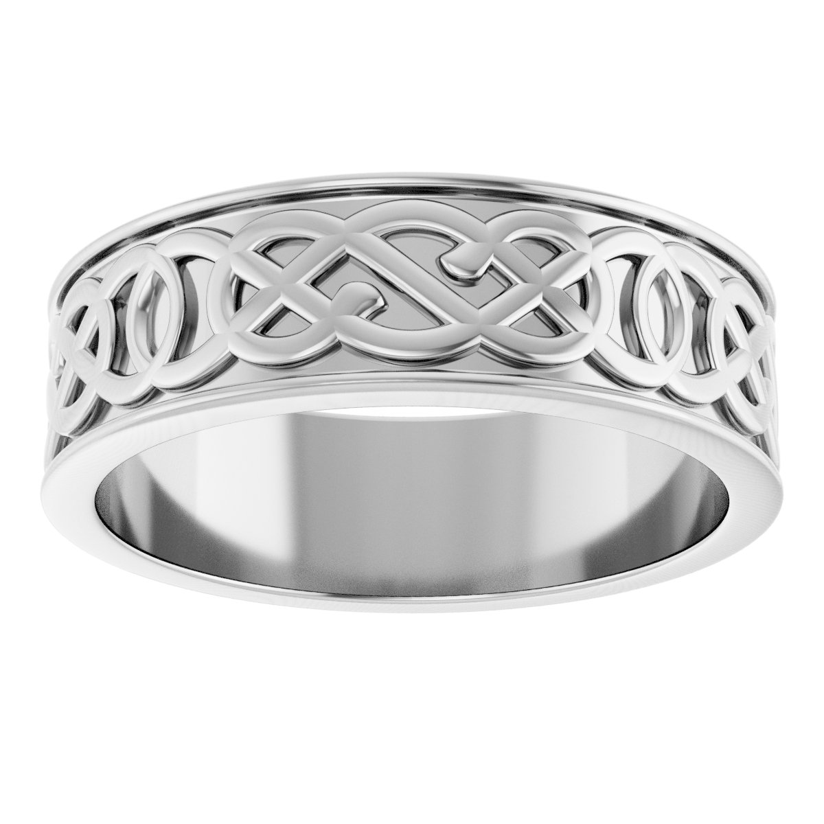 Sterling Silver 7 mm Celtic-Inspired Band Size 10